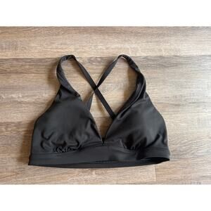 Relay Criss-Cross Plunge Sports Bra Large L EUC Victoria Secret Pink Black